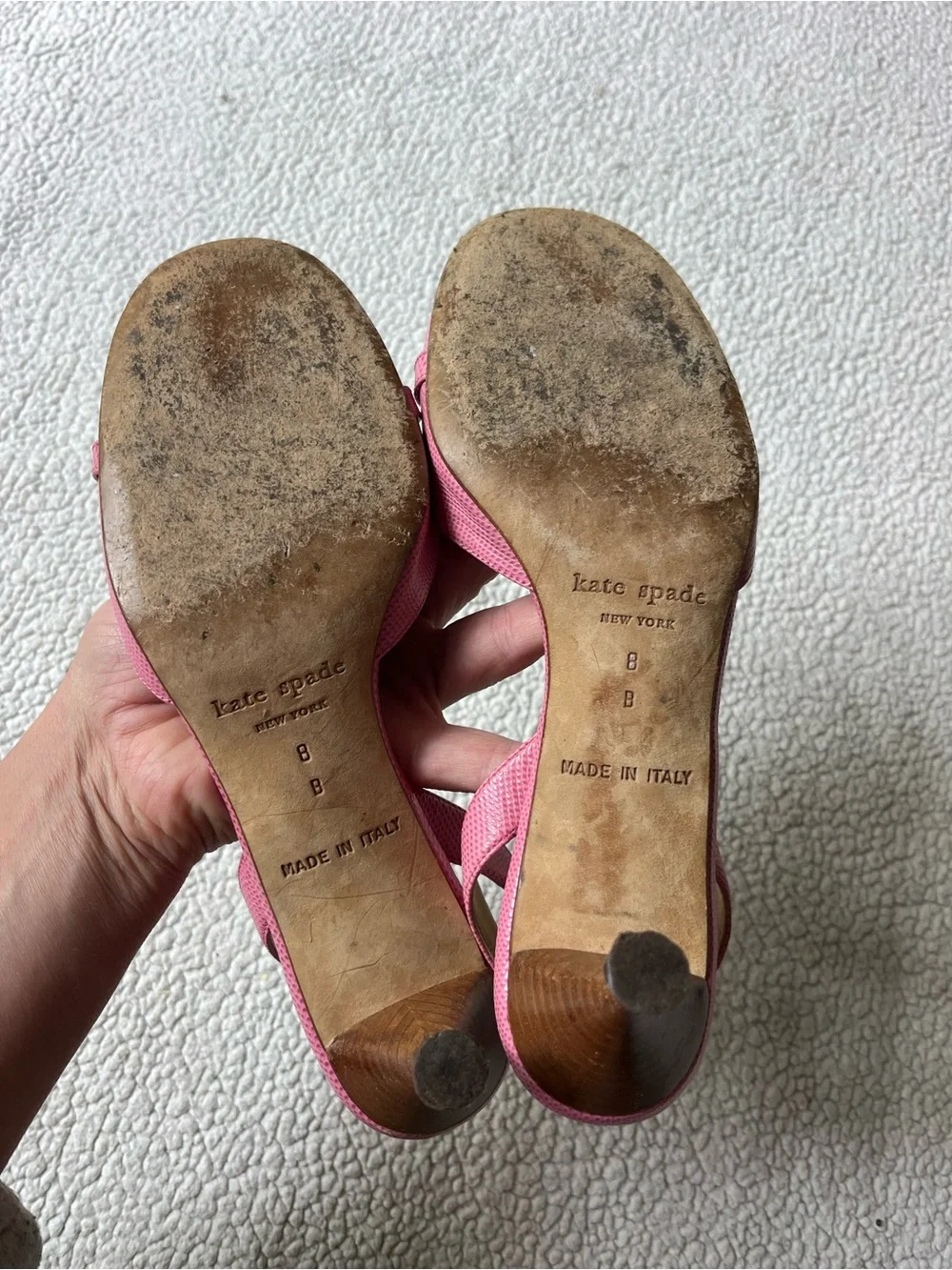 KATE SPADE LEATHER SLINGBACK HEELS PINK DOT WOMENS 8